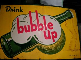 Vintage 1921 Bubble Up Embossed Advertising Metal Sign