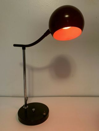 Vintage Sonneman Mid Century Modern Orb Eyeball Desk Lamp Black Space Age Chrome
