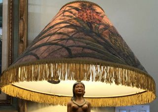 Hand - Painted Lamp Shade For Hawiian Hula Dancer Motion Lamp,  By Charles Moore
