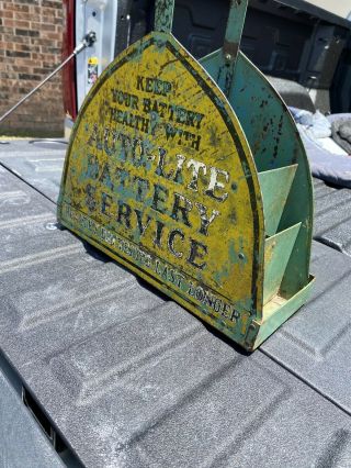 1930s autolite battery service metal rack,  sign,  gas and oil,  country store,  can 2