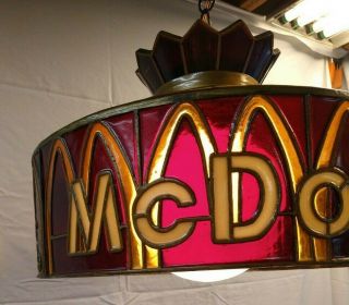 Vtg McDonalds Hanging Stained Glass Light 3