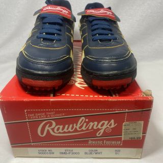 Vintage Rawlings Baseball Cleats,  Stock Number 90003 Bw,  Color Blue/white