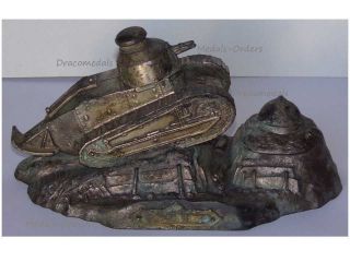 France Trench Art Ww1 501 Tank Reg Renault Ft17 French Military Inkwell 1918 Wwi