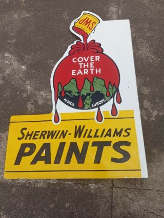 Porcelain Sherwin Williams Paints Enamel Sign 36 " X 24.  25 " Inches 2 Sided Flange