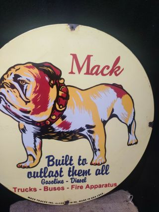 Mack Trucks Porcelain Enamel Sign 30 Inches Single Side