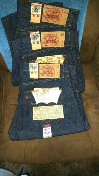 3 Pairs Vintage Levis 501 Shrink To Fit 35 X 33