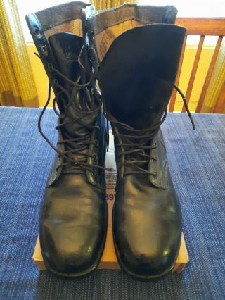 Vintage 1981 Ro Search Black Leather Military Combat Boots Size 13n Biker Grunge