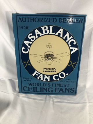 Vintage Porcelain Casablanca Fan Co Advertising Trade Sign Two Sided
