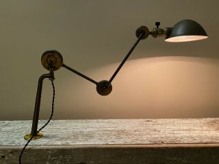Vintage Edon Industrial Bench Lamp Cast Iron Base Wwii Light