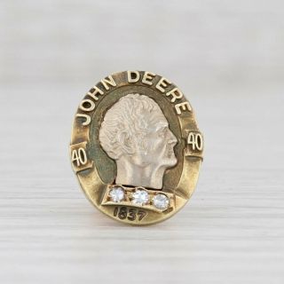 Vintage John Deere Pin Diamond 14k Gold 40 Years Service Lapel Tie Tac