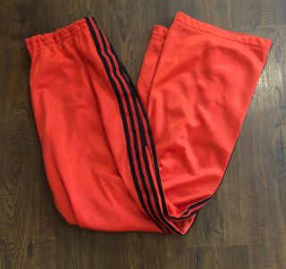 Vtg 80s Adidas Atp Keyrolan Track Pants Adult Xl Black Red Stripes Mens