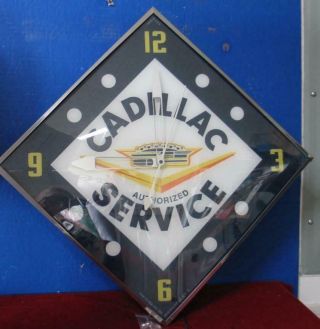 Cadillac Sales & Service Pam Style Lighted Advertising Clock