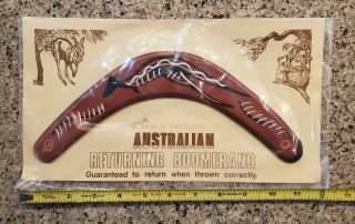 Vintage Australian Returning Boomerang Hand Carved Painted
