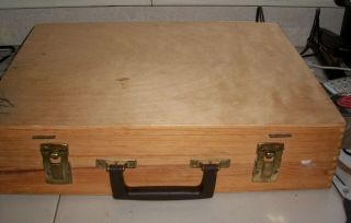 Vintage Wood Artist Travel Case Box With Oil Paints/brushes/ Paint Board