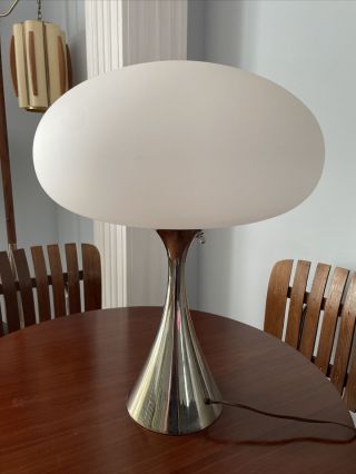 Vintage Mid Century Modern Laurel Lamp Company Mushroom Desk Lamp Silver Chrome