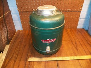 Vintage Western Field One Gallon Green Metal Thermos Cooler Jug