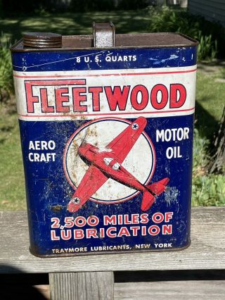 rare vintage fleetwood aero craft motor oil 2 gallon can Plane Graphics 2