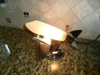 Art Deco AIRPLANE DESK LAMP FROSTED GLASS & CHROME 2