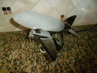 Art Deco AIRPLANE DESK LAMP FROSTED GLASS & CHROME 3