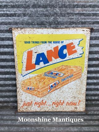Vintage Lance Crackers / Snacks Store Display Rack Sign
