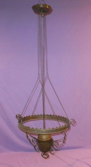 Victorian 14 " B&h Counterweight Hanging Oil Lamp