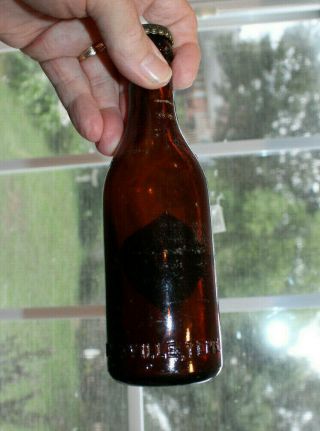 RARE STRAIGHT SIDED AMBER COCA COLA PAPER LABEL BOTTLE 