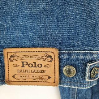 Men ' s L Vintage Polo Ralph Lauren Denim Jacket Made in USA 3
