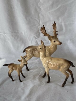 Vintage Beswick Fallow Deer Family / Stag,  Doe & Fawn - Pristine