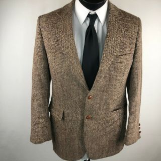 Vintage Harris Tweed Middishade Brown Pure Scottish Wool Suit Jacket Mens 39r