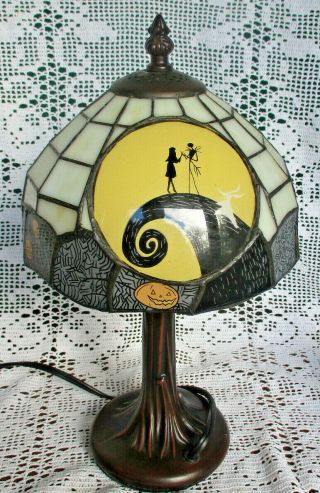 NECA DISNEY NIGHTMARE BEFORE CHRISTMAS JACK SALLY & ZERO TIFFANY GLASS LAMP 4