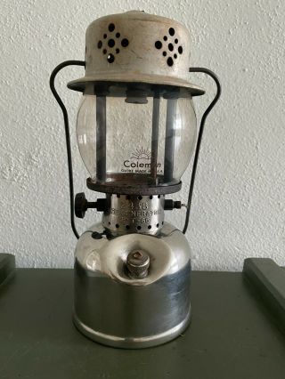 Vintage Coleman 243b 1954 Nickel Silver Chrome Single Mantle Lantern Kerosene