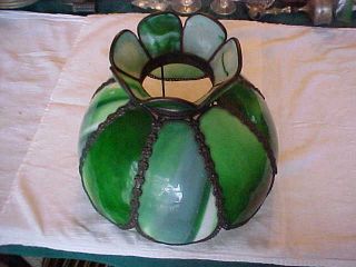 Great Green & White Colored Kokomo Slag Glass Kerosene Oil Table Lamp Shade