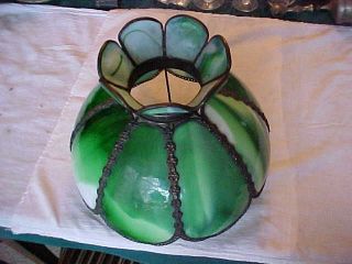 GREAT Green & White Colored Kokomo Slag Glass Kerosene Oil Table Lamp Shade 2