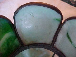 GREAT Green & White Colored Kokomo Slag Glass Kerosene Oil Table Lamp Shade 5