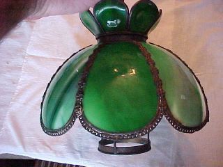 GREAT Green & White Colored Kokomo Slag Glass Kerosene Oil Table Lamp Shade 6