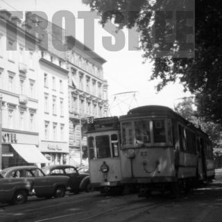 Larger Negative West Germany Wiesbaden Transport Strassenbahn Tram 22 62 1952