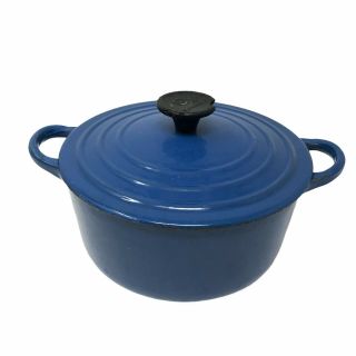 Vintage Blue Le Creuset B Lidded Cast Iron Dutch Oven Pot France