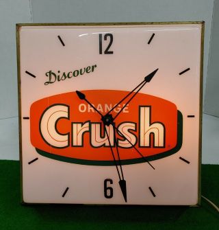 Vintage " Orange Crush " Advertising Lighted Pam Clock Work 
