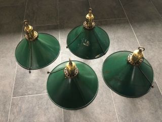 4 Vintage Industrial Hanging Light Bryant Socket Acorn Pull Green Tin Shade Lamp