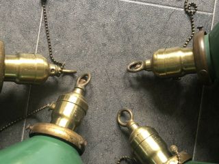 4 Vintage Industrial Hanging Light Bryant Socket Acorn Pull Green Tin Shade Lamp 3