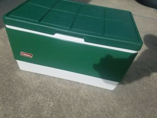 Vintage 1984 Coleman Ice Chest Cooler Metal Green 22 " Long 10.  5 " Deep W/.