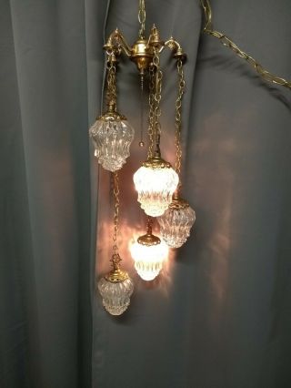 Vintage Swag Hanging Pendant Light Regency Chandelier Fixture with plug 3