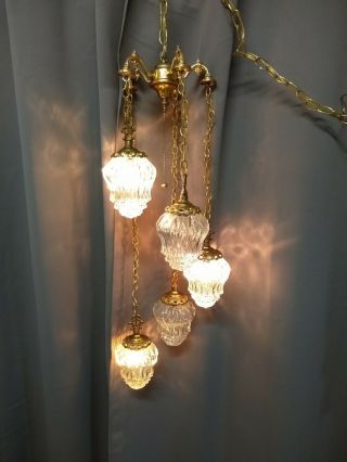 Vintage Swag Hanging Pendant Light Regency Chandelier Fixture with plug 4