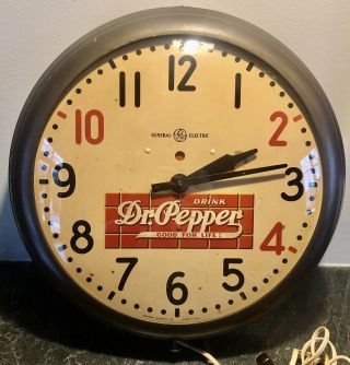 Dr Pepper Soda 10 - 2 - 4 General Electric Sign Clock - Not Porcelain Face -