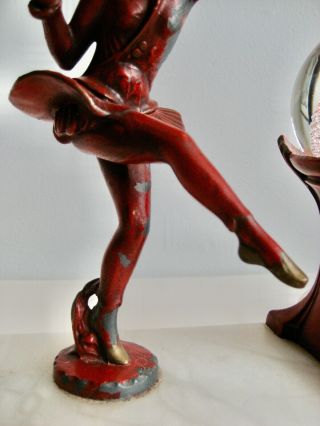 Vintage Art Deco Gerdago Girl Pixie Lamp with Glass Ball 4