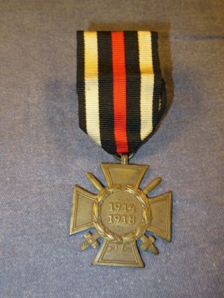 World War I Wwi Germany Hindenburg Honor Cross Medal 1914 1918 - Marked G & S