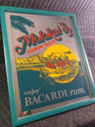 Bacardi Rum Mirror 1983 Molokai Canoe Race