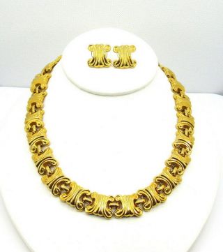 Vintage Napier Gold Tone Necklace Earrings Set