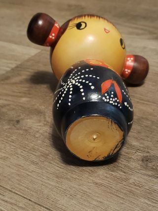 Kokeshi doll Hand - painted Wood ADORABLE Ponytails 3