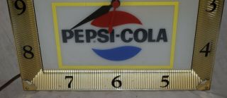 Vintage 1960s Say Pepsi Please Pepsi - Cola Lighted Clock - 5